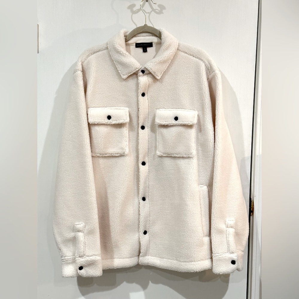 NWOT - Banana Republic Men’s Sherpa Shirt Jacket XL White/Cream